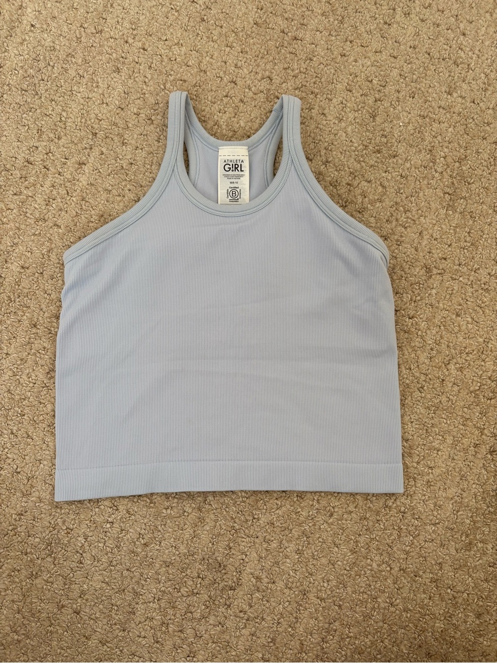 Athleta Girl Light Blue Ribbed Racerback Crop Tank